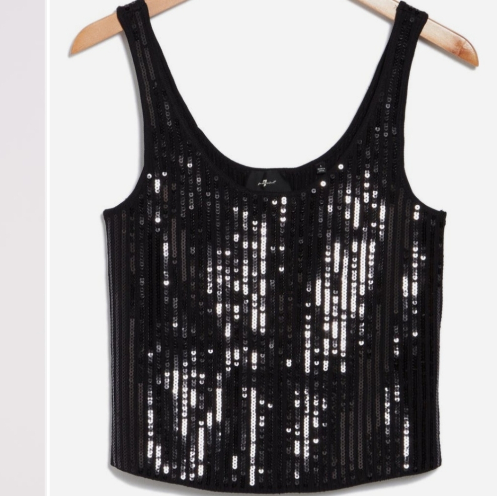 NWT 7 for All Mankind Sequin Cropped Tank, Size L